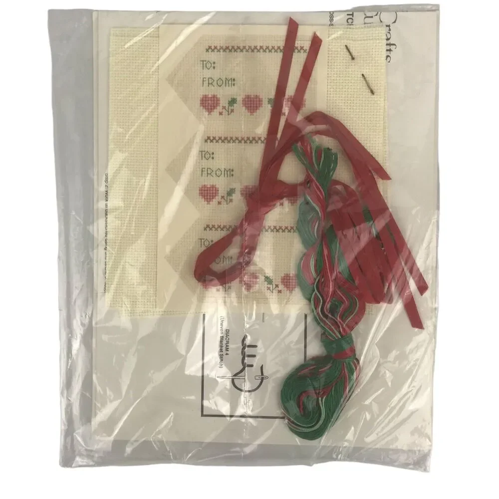 NOS Vintage Current Counted Cross Stitch Kit 3 Jar Toppers 7''x7'' Cotton 1989